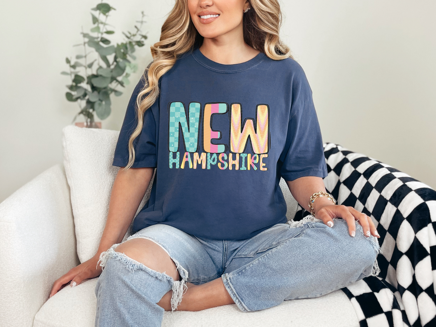 Colorful State Name NEW HAMPSHIRE DTF TRANSFER