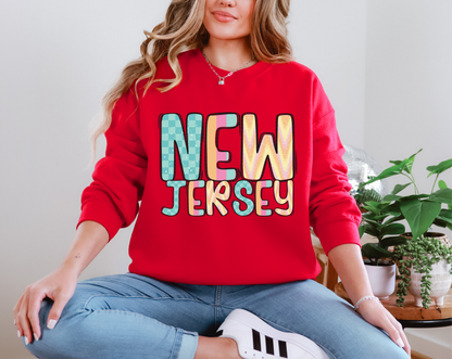 Colorful State Name NEW JERSEY DTF TRANSFER