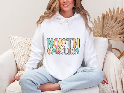 Colorful State Name NORTH CAROLINA DTF TRANSFER