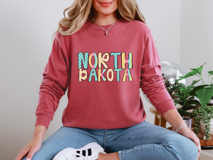 Colorful State Name NORTH DAKOTA DTF TRANSFER