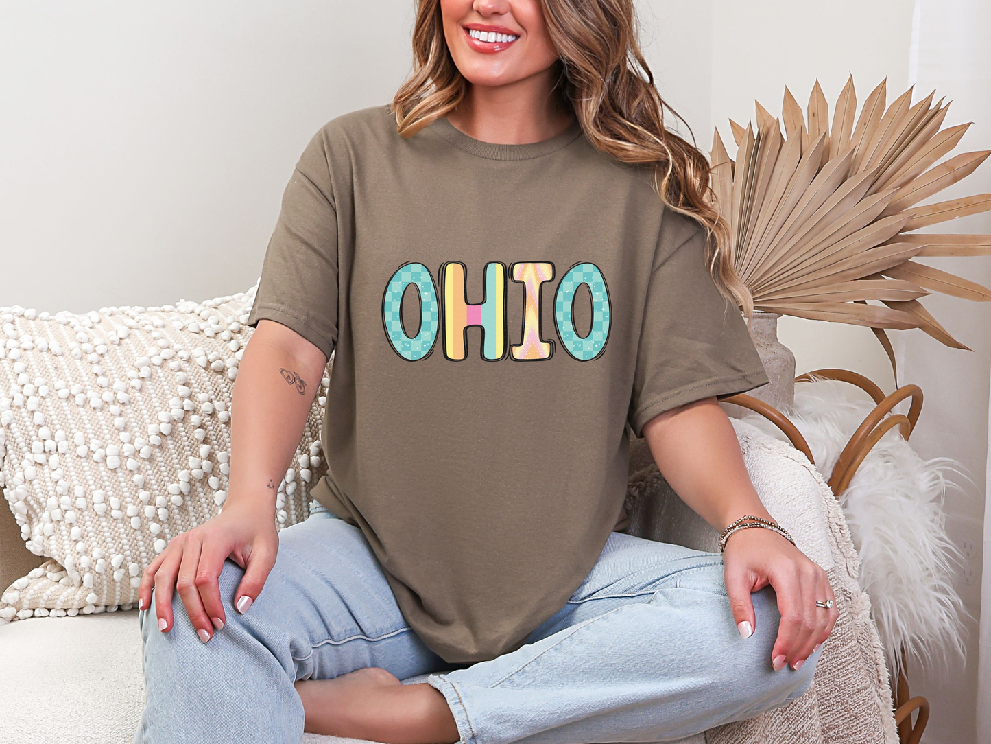 Colorful State Name OHIO DTF TRANSFER