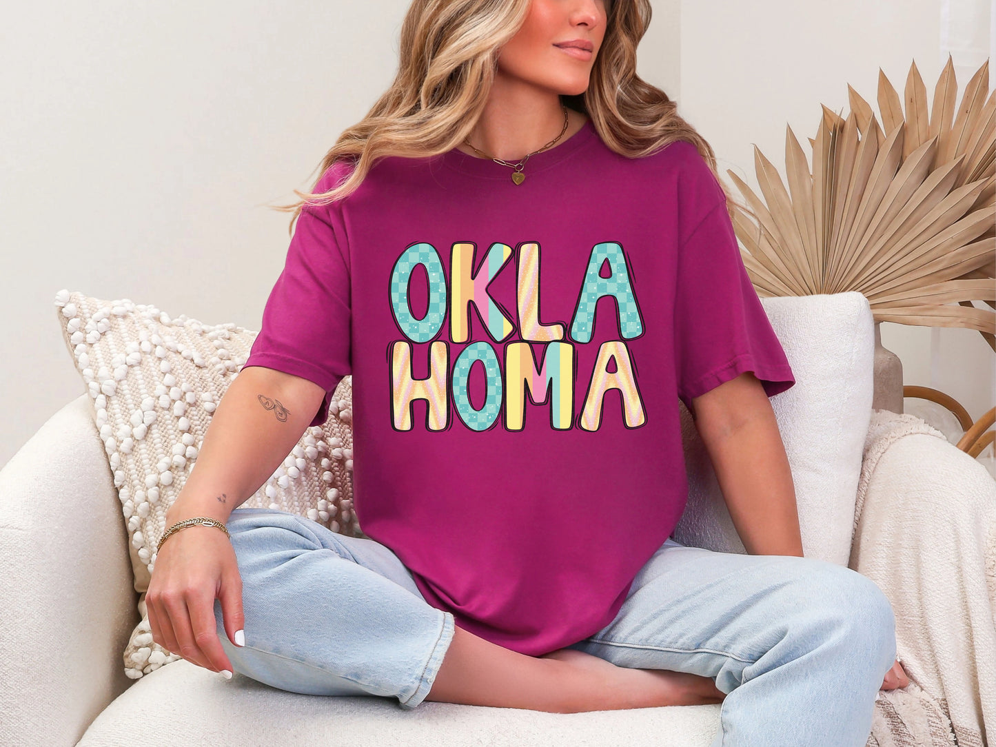 Colorful State Name OKLAHOMA DTF TRANSFER
