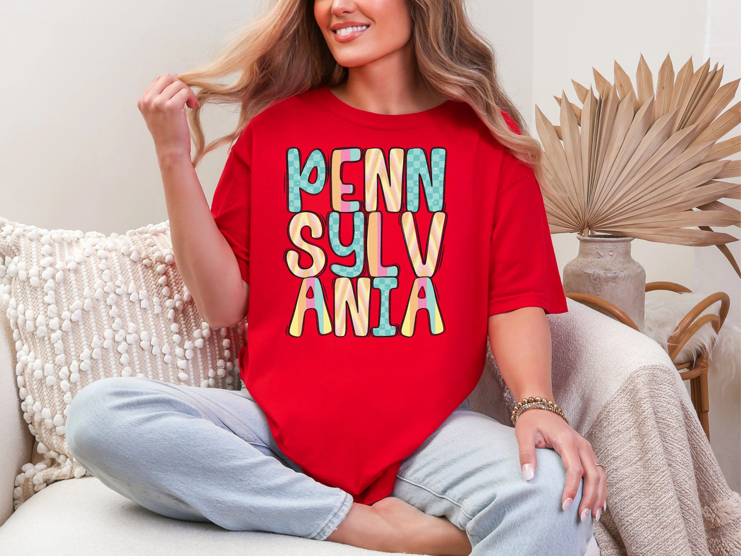 Colorful State Name PENNSYLVANIA DTF TRANSFER