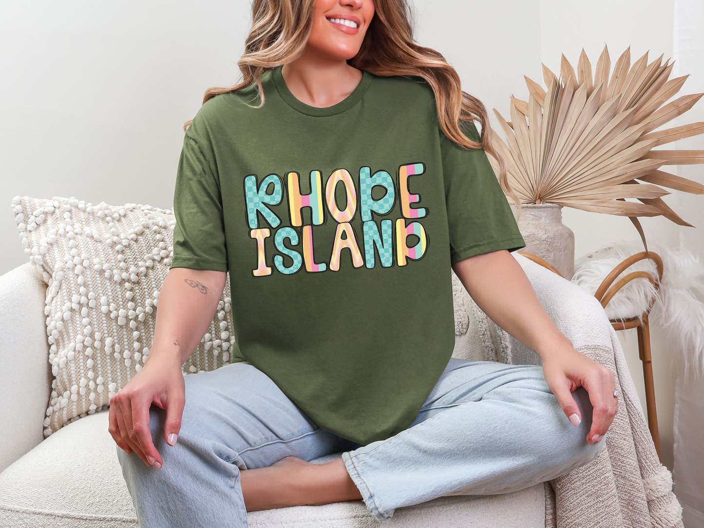 Colorful State Name RHODE ISLAND DTF TRANSFER