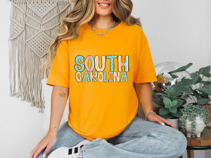 Colorful State Name SOUTH CAROLINA DTF TRANSFER