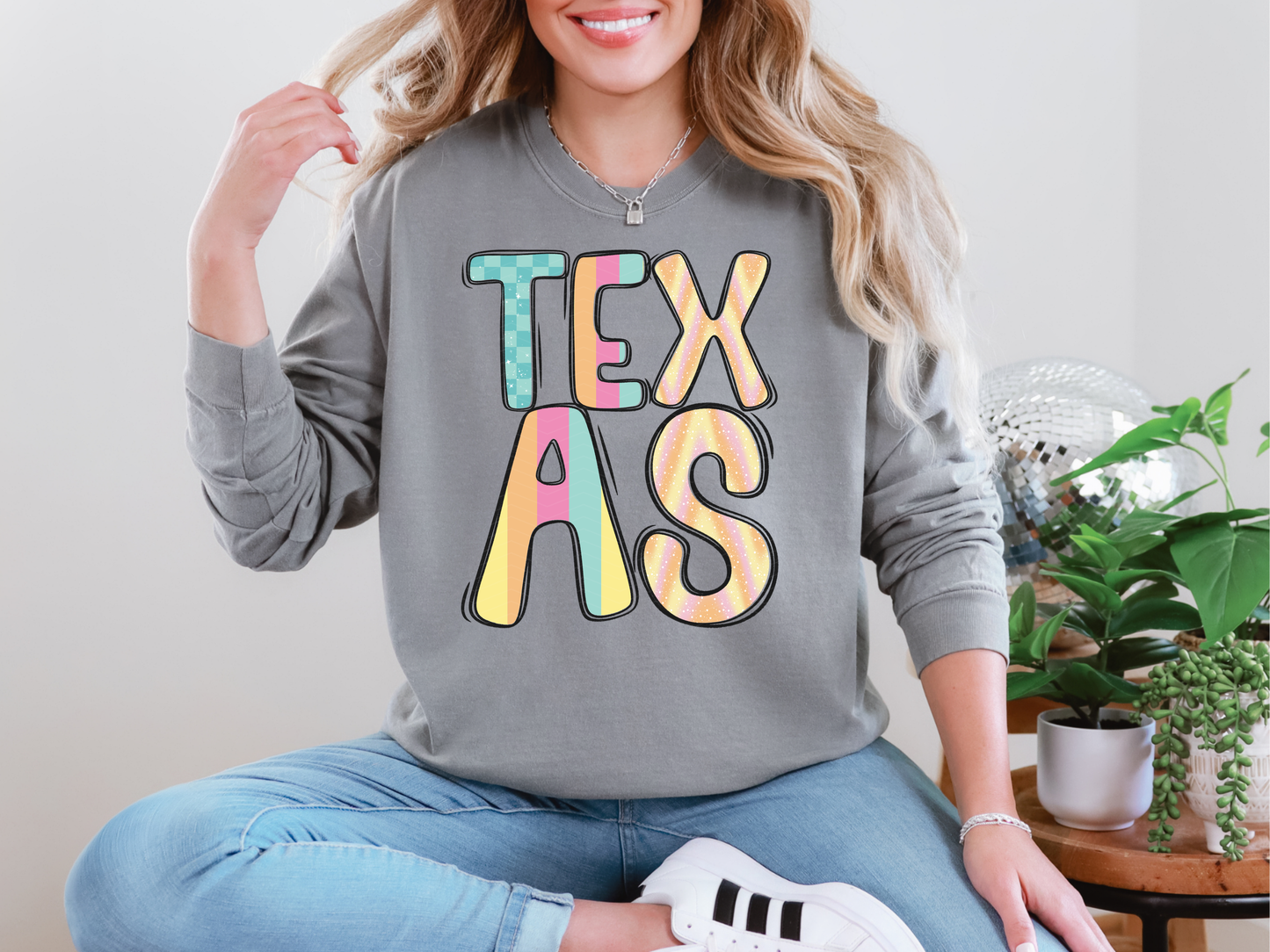 Colorful State Name TEXAS DTF TRANSFER