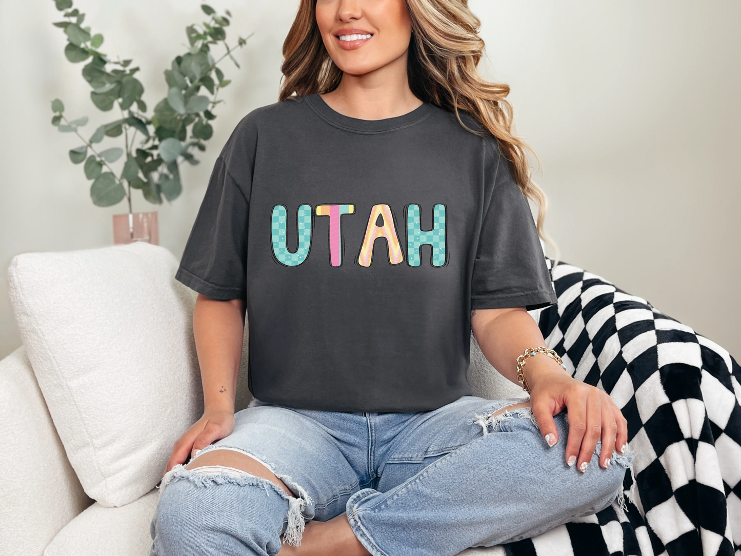 Colorful State Name UTAH DTF TRANSFER