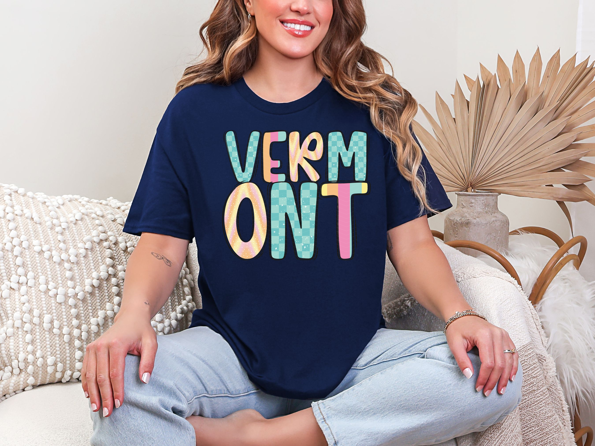 Colorful State Name VERMONT DTF TRANSFER