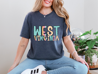 Colorful State Name WEST VIRGINIA DTF TRANSFER