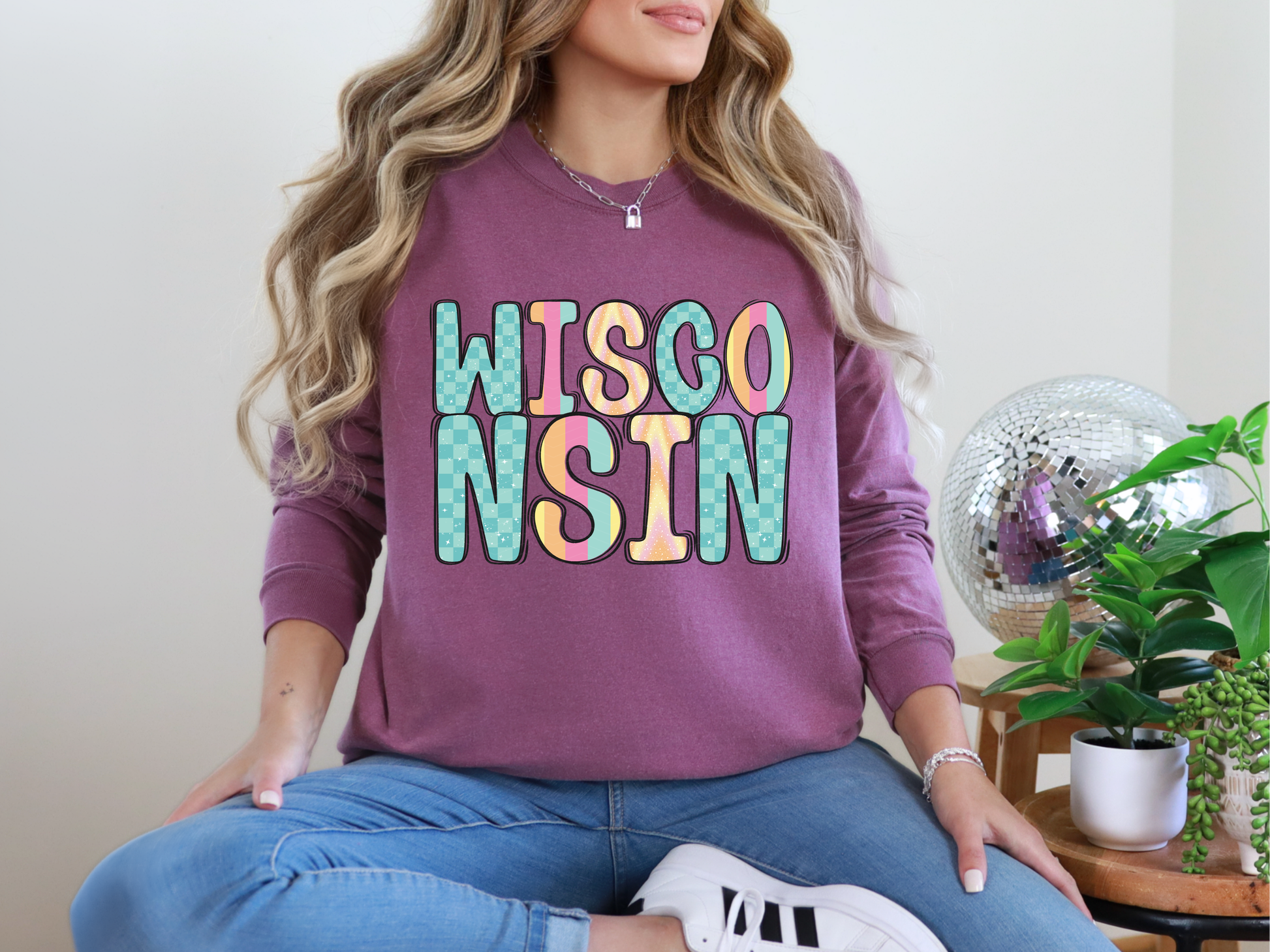 Colorful State Name WISCONSIN DTF TRANSFER