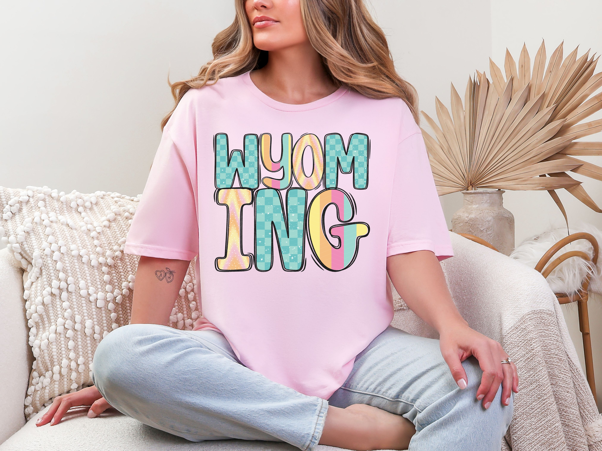 Colorful State Name WYOMING DTF TRANSFER