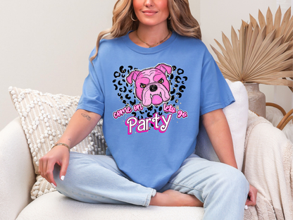 Come On pink bulldog Lets Go Party DTF TRANSFER