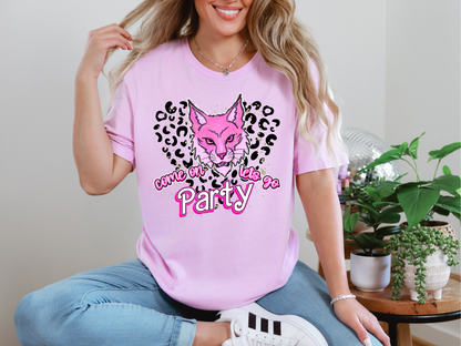 Come On pink cougar Lets Go Party DTF TRANSFER