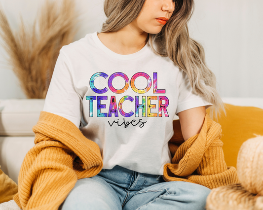 Cool Teacher Vibes Tie-Dye DTF TRANSFER
