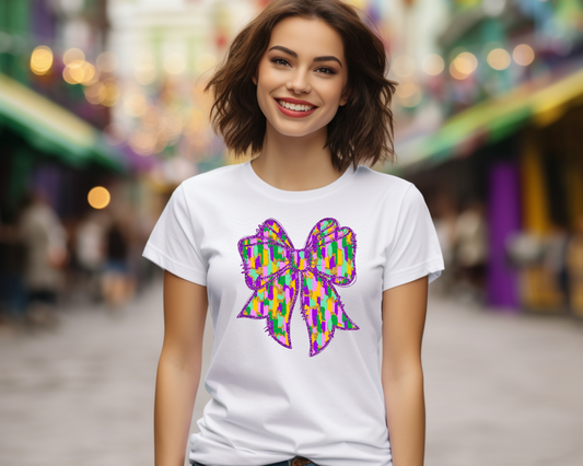 Coquette Brushstroke Mardi Gras Bow