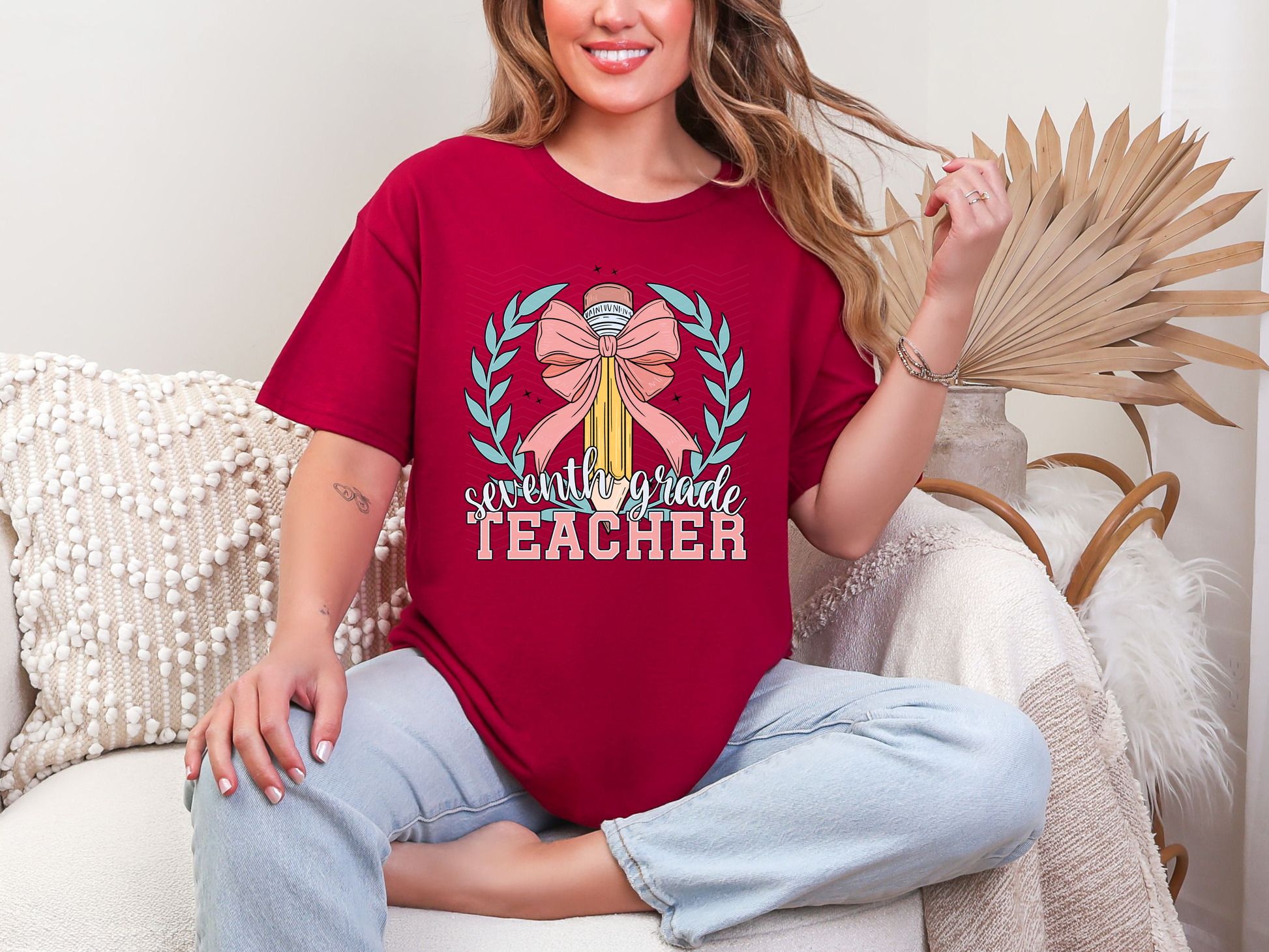 Coquette School Pencil Seventh Grade Teacher DTF TRANSFER