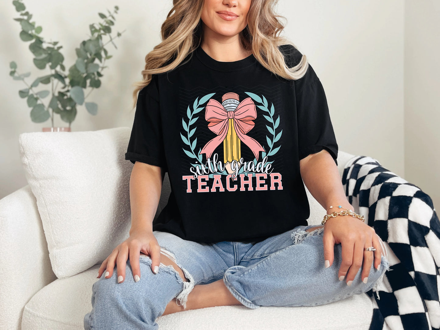 Coquette School Pencil Sixth Grade Teacher DTF TRANSFER