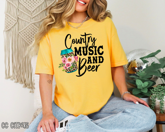 Country Music and Beer Leopard Pink DTF TRANSFER