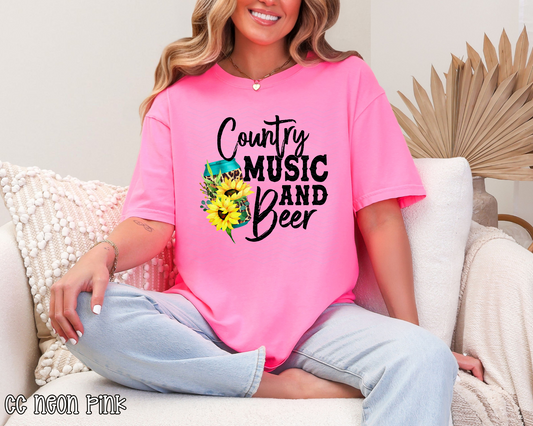 Country Music and Beer Leopard Sunflower DTF TRANSFER