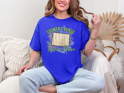 Country Roads Take Me Home Map Colorado DTF TRANSFER