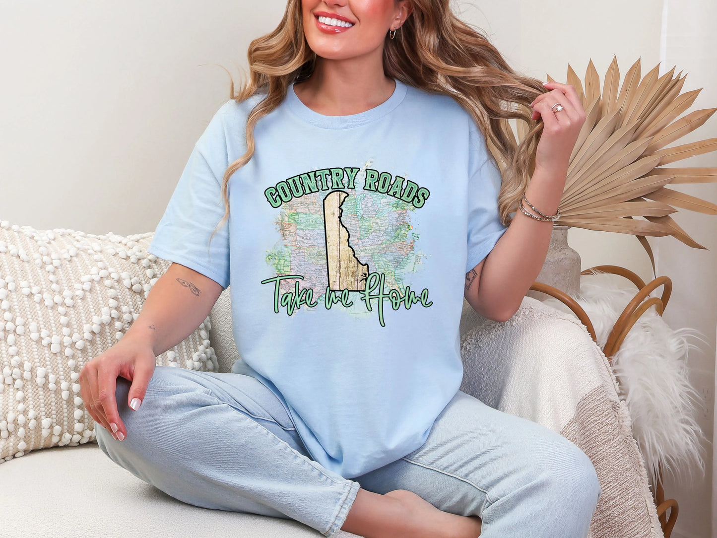Country Roads Take Me Home Map Delaware DTF TRANSFER