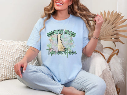 Country Roads Take Me Home Map Delaware DTF TRANSFER