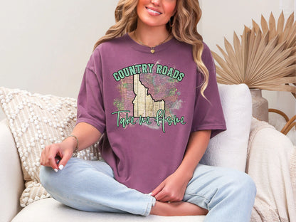 Country Roads Take Me Home Map Idaho DTF TRANSFER