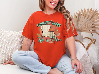 Country Roads Take Me Home Map Louisiana DTF TRANSFER