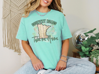 Country Roads Take Me Home Map Minnesota DTF TRANSFER