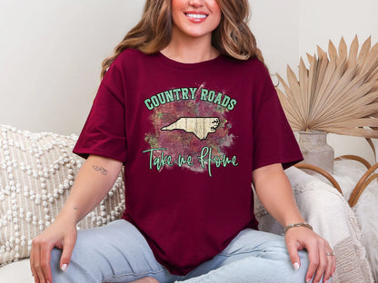 Country Roads Take Me Home Map North Carolina DTF TRANSFER