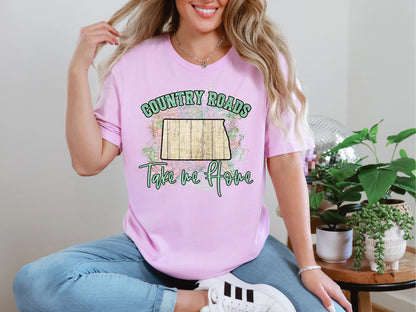 Country Roads Take Me Home Map North Dakota DTF TRANSFER