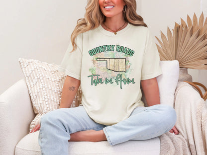 Country Roads Take Me Home Map Oklahoma DTF TRANSFER