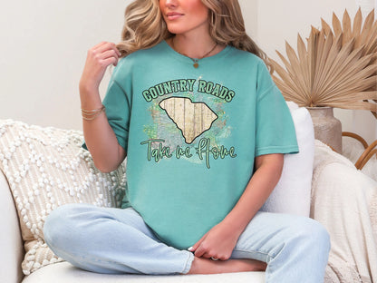 Country Roads Take Me Home Map South Carolina DTF TRANSFER