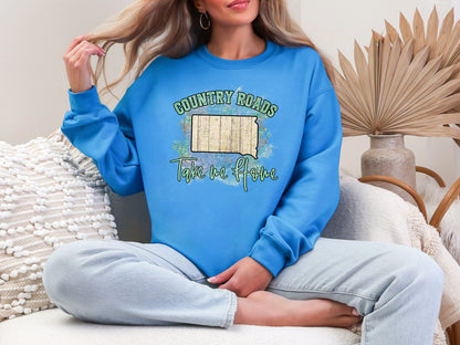 Country Roads Take Me Home Map South Dakota DTF TRANSFER