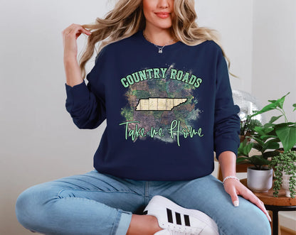 Country Roads Take Me Home Map Tennessee DTF TRANSFER