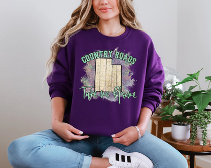 Country Roads Take Me Home Map Utah DTF TRANSFER