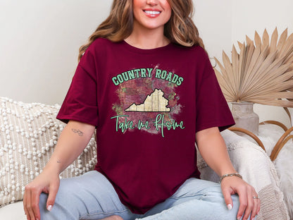 Country Roads Take Me Home Map Virginia DTF TRANSFER