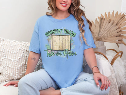 Country Roads Take Me Home Map Wyoming DTF TRANSFER