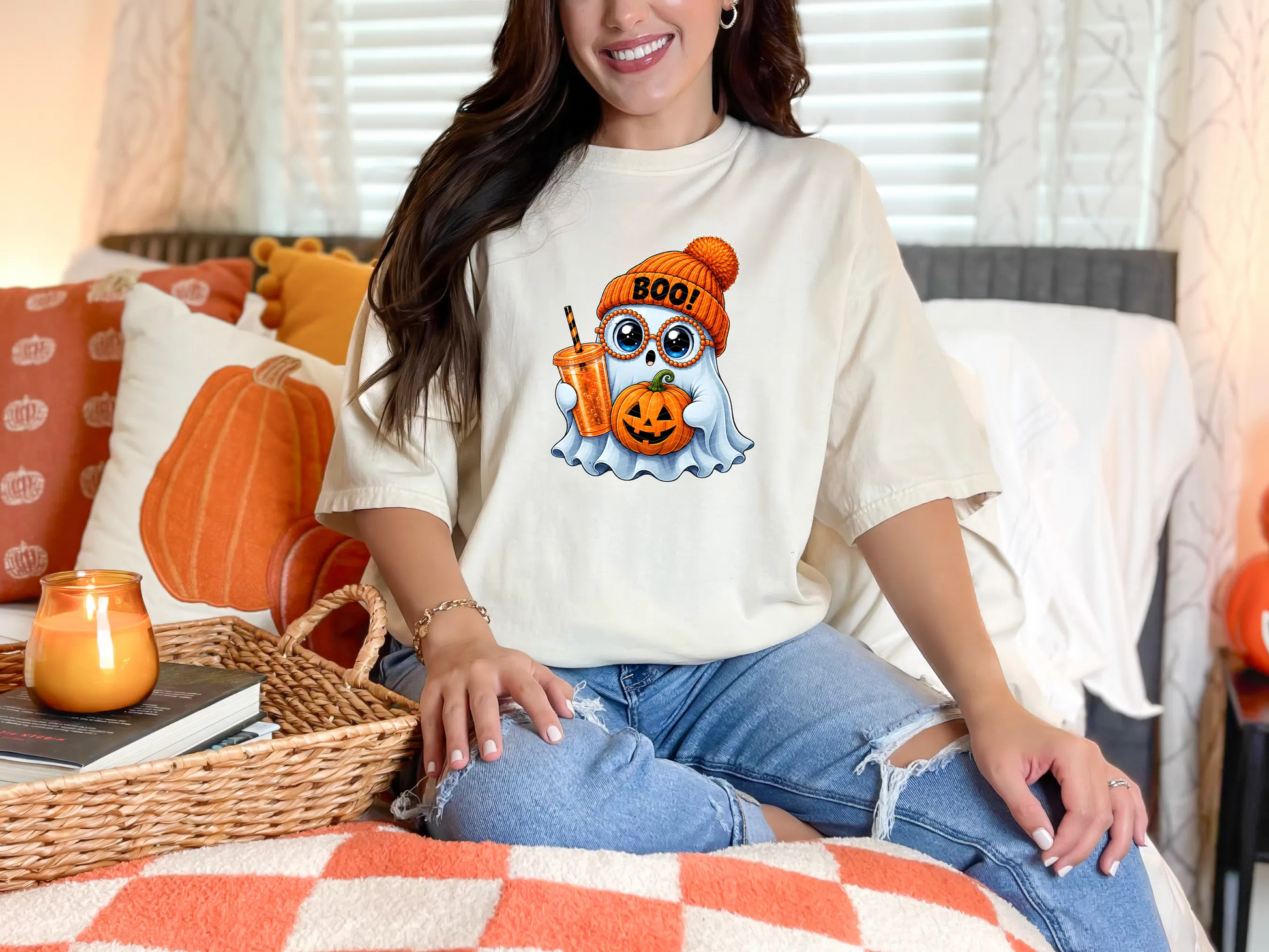 Cute Ghost Boo Pumpkin Spice Halloween DTF TRANSFER