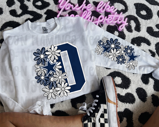 Dallas Cowboys Floral with Sleeve Option DTF TRANSFER