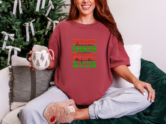 Dasher Dancer Prancer Vixen Whiskey Tequila Blitzen DTF TRANSFER