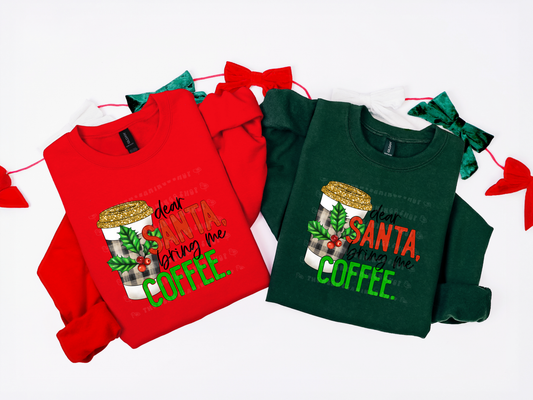 Dear Santa Bring Me Coffee Plaid DTF TRANSFER