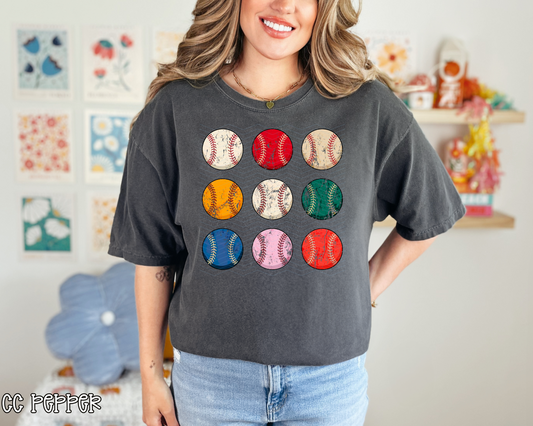 Distressed Colorful Baseball Collage DTF TRANSFER