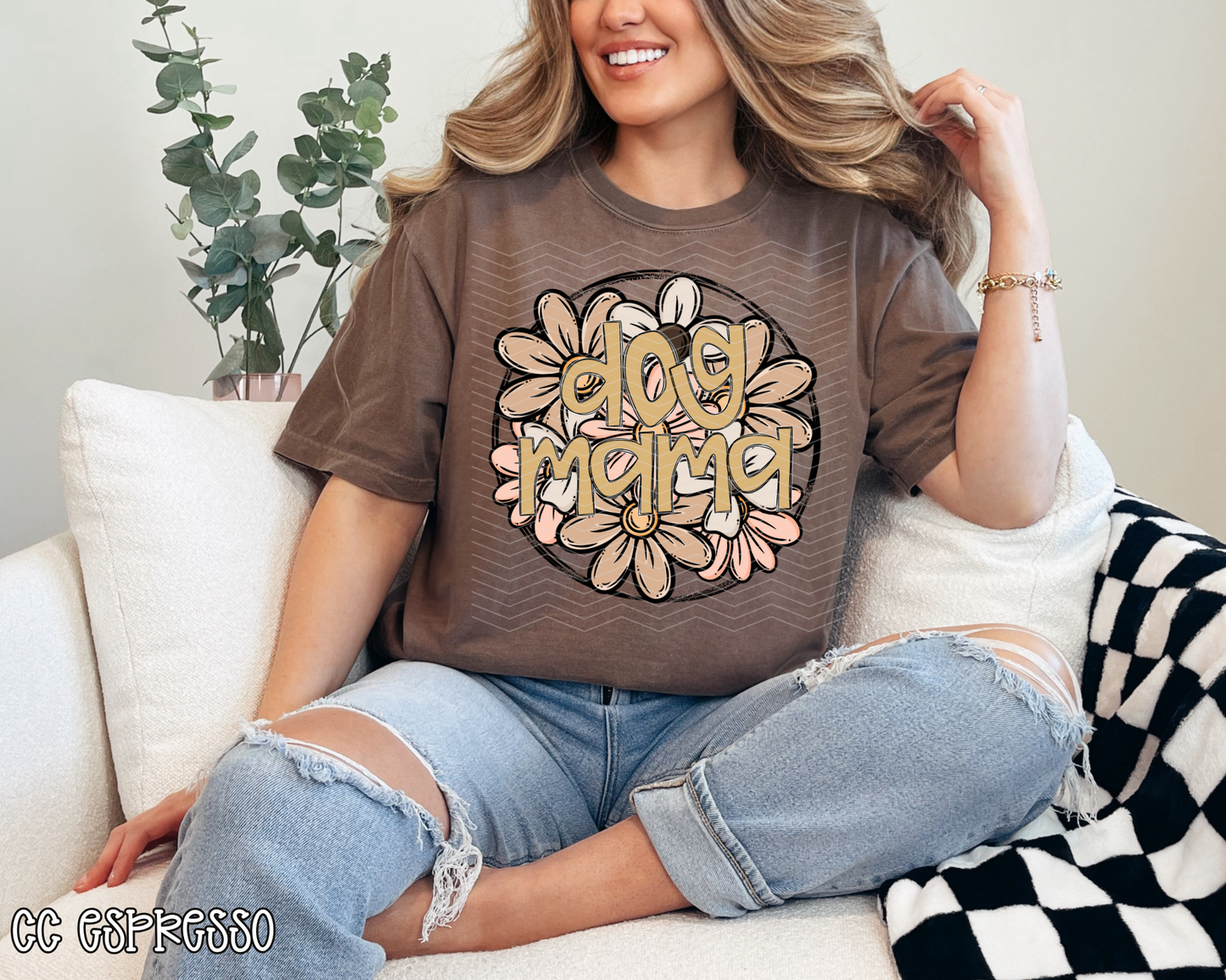 Dog Mama Neutral Florals DTF TRANSFER