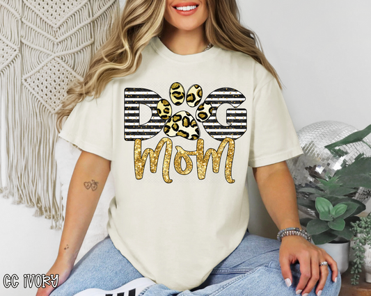 Dog Mom Black Gold Leopard