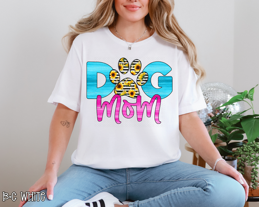 Dog Mom Sunflower Blue Pink DTF TRANSFER