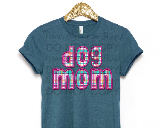 Dog Mom Pink Faux Emb