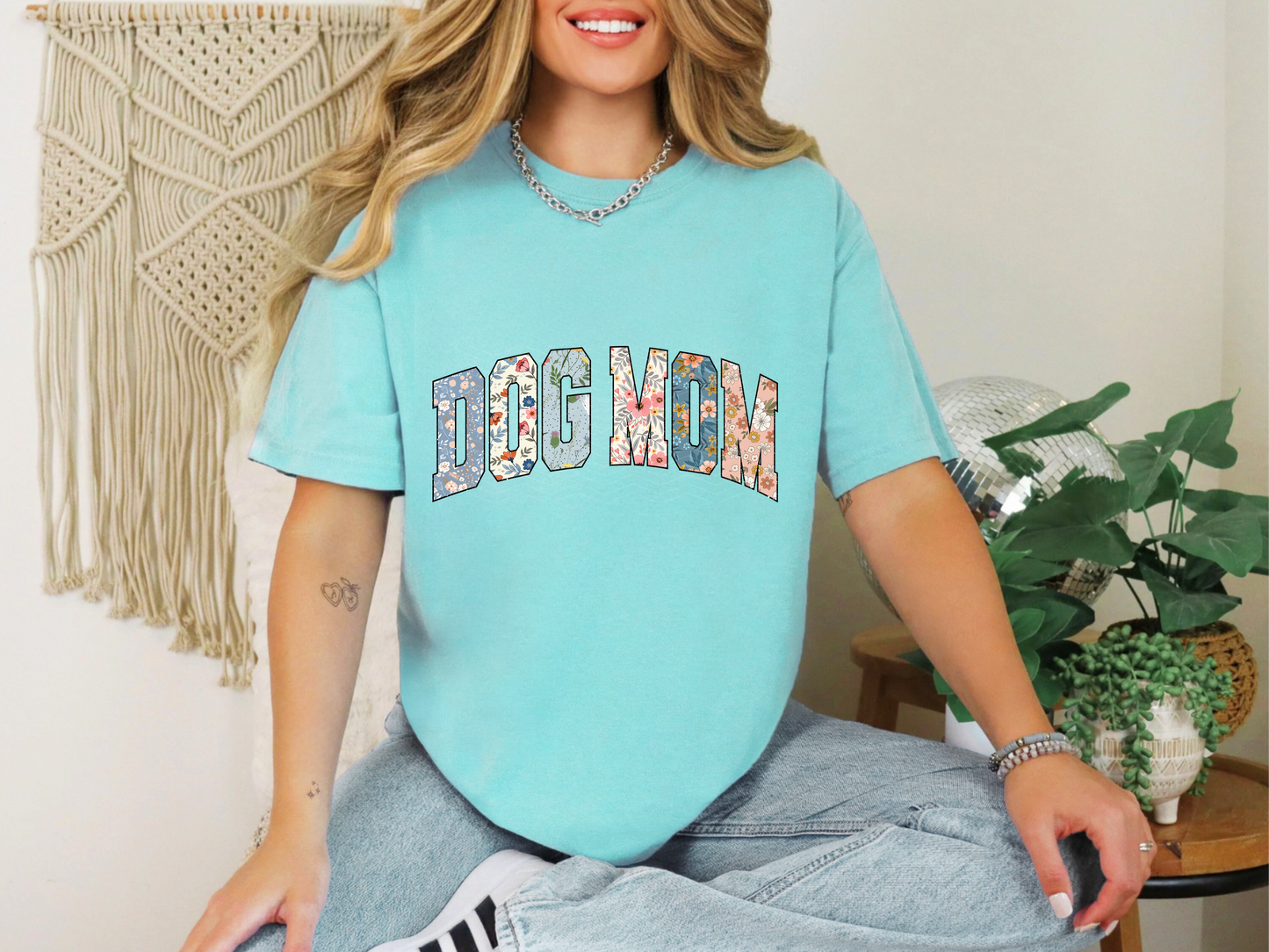 Dog Mom Floral Varsity DTF TRANSFER