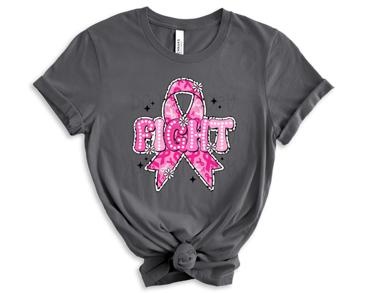 Fight Breast Cancer Ribbon DTF TRANSFER