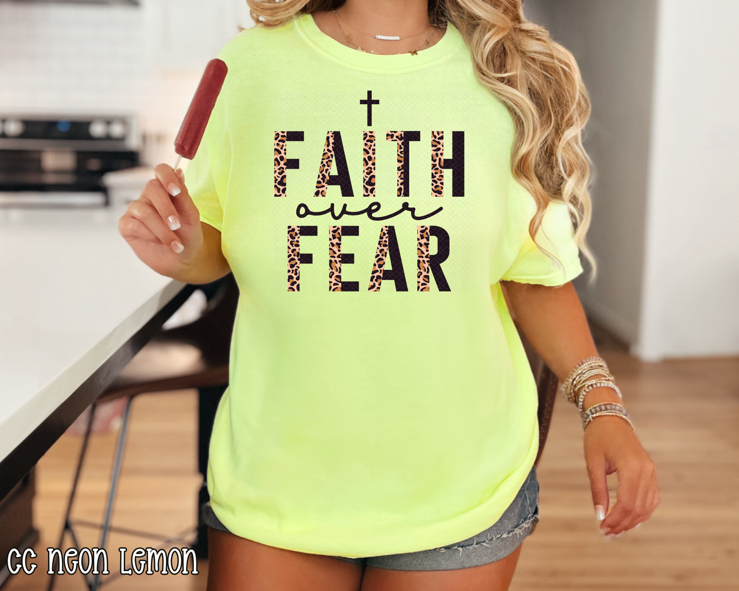 Faith Over Fear Half Leopard DTF TRANSFER